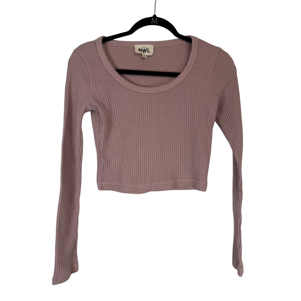 Madewell MWL Waffle Knit Crop Top Long Sleeve Purple Mauve XS